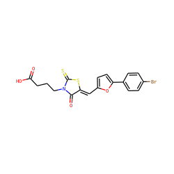 O=C(O)CCCN1C(=O)/C(=C/c2ccc(-c3ccc(Br)cc3)o2)SC1=S ZINC000002700771