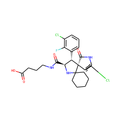 O=C(O)CCCNC(=O)[C@@H]1NC2(CCCCC2)[C@@]2(C(=O)Nc3cc(Cl)ccc32)[C@H]1c1cccc(Cl)c1F ZINC000169700255