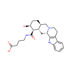O=C(O)CCCNC(=O)[C@H]1[C@@H](O)CC[C@H]2CN3CCc4c([nH]c5ccccc45)[C@@H]3C[C@@H]21 ZINC000028525246
