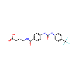 O=C(O)CCCNC(=O)c1ccc(NC(=O)Nc2ccc(C(F)(F)F)cc2)cc1 ZINC000049048622
