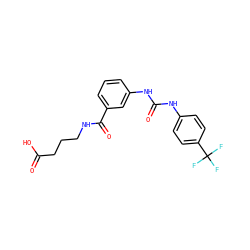 O=C(O)CCCNC(=O)c1cccc(NC(=O)Nc2ccc(C(F)(F)F)cc2)c1 ZINC000049125034