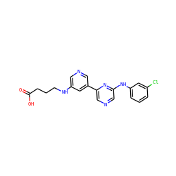 O=C(O)CCCNc1cncc(-c2cncc(Nc3cccc(Cl)c3)n2)c1 ZINC000013648423
