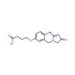 O=C(O)CCCOc1ccc2c(c1)CN1CC(=O)N=C1N2 ZINC000013725810