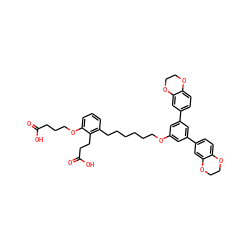 O=C(O)CCCOc1cccc(CCCCCCOc2cc(-c3ccc4c(c3)OCCO4)cc(-c3ccc4c(c3)OCCO4)c2)c1CCC(=O)O ZINC000049777816