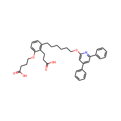 O=C(O)CCCOc1cccc(CCCCCCOc2cc(-c3ccccc3)cc(-c3ccccc3)n2)c1CCC(=O)O ZINC000003942253