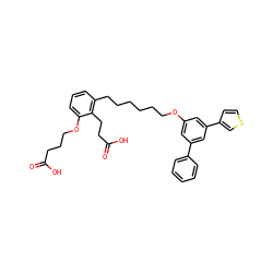 O=C(O)CCCOc1cccc(CCCCCCOc2cc(-c3ccccc3)cc(-c3ccsc3)c2)c1CCC(=O)O ZINC000049777817