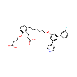 O=C(O)CCCOc1cccc(CCCCCCOc2cc(-c3ccncc3)cc(-c3cccc(F)c3)c2)c1CCC(=O)O ZINC000049777818