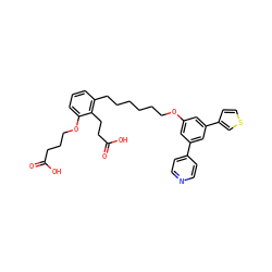 O=C(O)CCCOc1cccc(CCCCCCOc2cc(-c3ccncc3)cc(-c3ccsc3)c2)c1CCC(=O)O ZINC000049792906