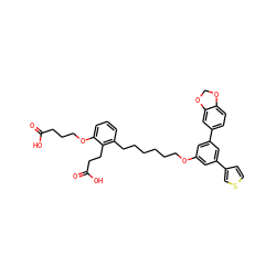 O=C(O)CCCOc1cccc(CCCCCCOc2cc(-c3ccsc3)cc(-c3ccc4c(c3)OCO4)c2)c1CCC(=O)O ZINC000049784265