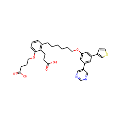 O=C(O)CCCOc1cccc(CCCCCCOc2cc(-c3cncnc3)cc(-c3ccsc3)c2)c1CCC(=O)O ZINC000049792471