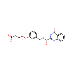 O=C(O)CCCOc1cccc(CNC(=O)c2nc3ccccc3c(=O)[nH]2)c1 ZINC000114402101