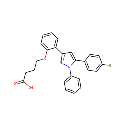 O=C(O)CCCOc1ccccc1-c1cc(-c2ccc(Br)cc2)n(-c2ccccc2)n1 ZINC000095589945