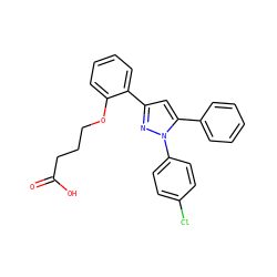 O=C(O)CCCOc1ccccc1-c1cc(-c2ccccc2)n(-c2ccc(Cl)cc2)n1 ZINC000095590524
