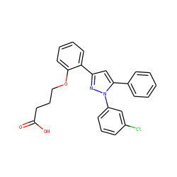 O=C(O)CCCOc1ccccc1-c1cc(-c2ccccc2)n(-c2cccc(Cl)c2)n1 ZINC000095589763