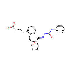O=C(O)CCCc1ccccc1C[C@H]1[C@@H](/C=N/NC(=O)Nc2ccccc2)[C@H]2CC[C@H]1O2 ZINC000195217663