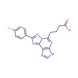 O=C(O)CCCc1nc2[nH]cnc2c2nc(-c3ccc(Cl)cc3)nn12 ZINC000027210474