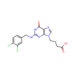 O=C(O)CCCn1cnc2c(=O)[nH]c(NCc3ccc(Cl)c(Cl)c3)nc21 ZINC000028356621