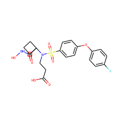 O=C(O)CCN(C1(C(=O)NO)CCC1)S(=O)(=O)c1ccc(Oc2ccc(F)cc2)cc1 ZINC000013561009