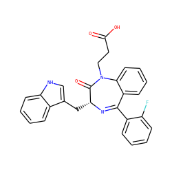 O=C(O)CCN1C(=O)[C@@H](Cc2c[nH]c3ccccc23)N=C(c2ccccc2F)c2ccccc21 ZINC000028237485