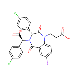 O=C(O)CCN1C(=O)[C@@H](c2ccc(Cl)cc2)N([C@H](C(=O)O)c2ccc(Cl)cc2)C(=O)c2cc(I)ccc21 ZINC000038377641