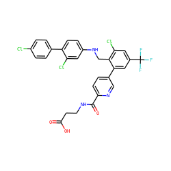 O=C(O)CCNC(=O)c1ccc(-c2cc(C(F)(F)F)cc(Cl)c2CNc2ccc(-c3ccc(Cl)cc3)c(Cl)c2)cn1 ZINC000169702704