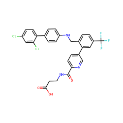 O=C(O)CCNC(=O)c1ccc(-c2cc(C(F)(F)F)ccc2CNc2ccc(-c3ccc(Cl)cc3Cl)cc2)cn1 ZINC000148327020