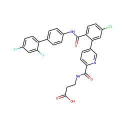 O=C(O)CCNC(=O)c1ccc(-c2cc(Cl)ccc2C(=O)Nc2ccc(-c3ccc(F)cc3F)cc2)cn1 ZINC000148193984