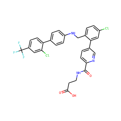 O=C(O)CCNC(=O)c1ccc(-c2cc(Cl)ccc2CNc2ccc(-c3ccc(C(F)(F)F)cc3Cl)cc2)cn1 ZINC000148655074