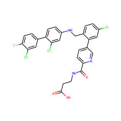O=C(O)CCNC(=O)c1ccc(-c2cc(Cl)ccc2CNc2ccc(-c3ccc(F)c(Cl)c3)c(Cl)c2)cn1 ZINC000148089810