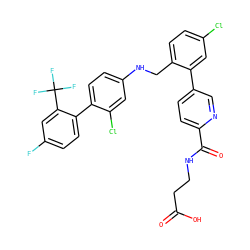 O=C(O)CCNC(=O)c1ccc(-c2cc(Cl)ccc2CNc2ccc(-c3ccc(F)cc3C(F)(F)F)c(Cl)c2)cn1 ZINC000149039119