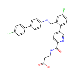 O=C(O)CCNC(=O)c1ccc(-c2ccc(Cl)cc2CNc2ccc(-c3ccc(Cl)cc3)cc2)cn1 ZINC000148583306