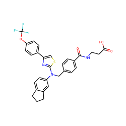 O=C(O)CCNC(=O)c1ccc(CN(c2ccc3c(c2)CCC3)c2nc(-c3ccc(OC(F)(F)F)cc3)cs2)cc1 ZINC000044306753