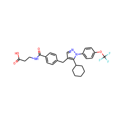 O=C(O)CCNC(=O)c1ccc(Cc2cnn(-c3ccc(OC(F)(F)F)cc3)c2C2CCCCC2)cc1 ZINC000038662651
