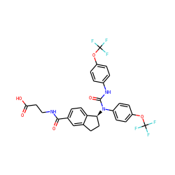 O=C(O)CCNC(=O)c1ccc2c(c1)CC[C@@H]2N(C(=O)Nc1ccc(OC(F)(F)F)cc1)c1ccc(OC(F)(F)F)cc1 ZINC000028819976