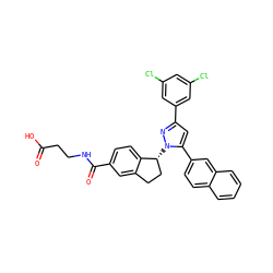 O=C(O)CCNC(=O)c1ccc2c(c1)CC[C@H]2n1nc(-c2cc(Cl)cc(Cl)c2)cc1-c1ccc2ccccc2c1 ZINC000653844337