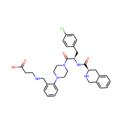 O=C(O)CCNCc1ccccc1N1CCN(C(=O)[C@@H](Cc2ccc(Cl)cc2)NC(=O)[C@H]2Cc3ccccc3CN2)CC1 ZINC000028379501