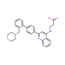 O=C(O)CCNc1cc(-c2ccc(-c3ccccc3CN3CCOCC3)cc2)nc2ccccc12 ZINC000028897270