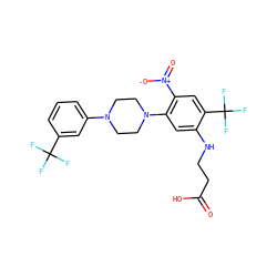 O=C(O)CCNc1cc(N2CCN(c3cccc(C(F)(F)F)c3)CC2)c([N+](=O)[O-])cc1C(F)(F)F ZINC000013589481