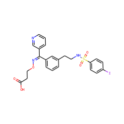 O=C(O)CCO/N=C(/c1cccnc1)c1cccc(CCNS(=O)(=O)c2ccc(I)cc2)c1 ZINC000027759087