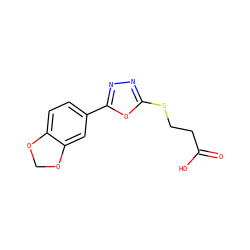 O=C(O)CCSc1nnc(-c2ccc3c(c2)OCO3)o1 ZINC000004410057