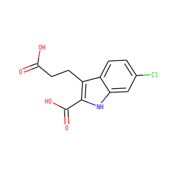 O=C(O)CCc1c(C(=O)O)[nH]c2cc(Cl)ccc12 ZINC000005344571