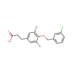 O=C(O)CCc1cc(Br)c(OCc2cccc(Cl)c2)c(Br)c1 ZINC000014969151
