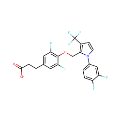 O=C(O)CCc1cc(F)c(OCc2c(C(F)(F)F)ccn2-c2ccc(F)c(F)c2)c(F)c1 ZINC000221850632