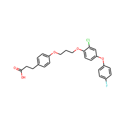 O=C(O)CCc1ccc(OCCCOc2ccc(Oc3ccc(F)cc3)cc2Cl)cc1 ZINC000028571733