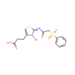 O=C(O)CCc1cs/c(=N/C(=O)CS(=O)(=O)c2ccccc2)n1O ZINC000040413016