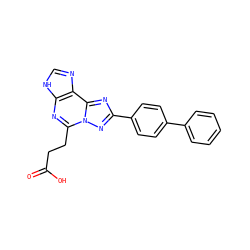 O=C(O)CCc1nc2[nH]cnc2c2nc(-c3ccc(-c4ccccc4)cc3)nn12 ZINC000027210471