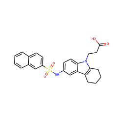 O=C(O)CCn1c2c(c3cc(NS(=O)(=O)c4ccc5ccccc5c4)ccc31)CCCC2 ZINC000028338240