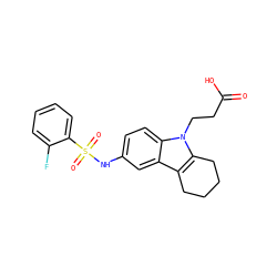 O=C(O)CCn1c2c(c3cc(NS(=O)(=O)c4ccccc4F)ccc31)CCCC2 ZINC000028133363
