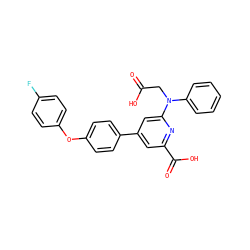 O=C(O)CN(c1ccccc1)c1cc(-c2ccc(Oc3ccc(F)cc3)cc2)cc(C(=O)O)n1 ZINC000114593159