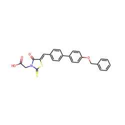 O=C(O)CN1C(=O)/C(=C/c2ccc(-c3ccc(OCc4ccccc4)cc3)cc2)SC1=S ZINC000095564535